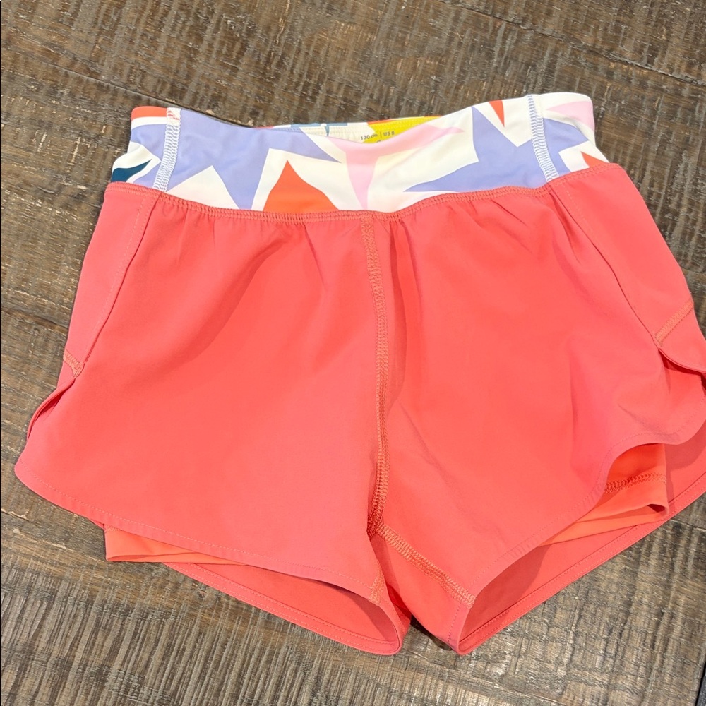 Hanna Andersson Coral Athletic Shorts with Geometric Waistband
